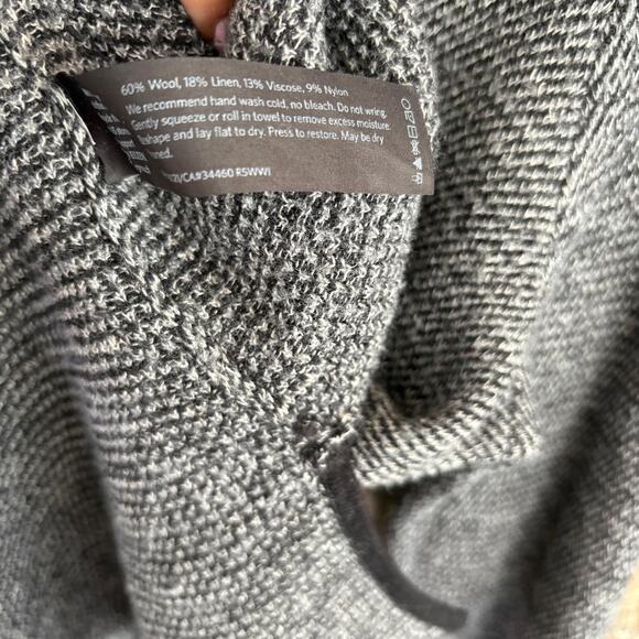 Eileen Fisher V Neck Wool Linen Sweater L Black White Capsule Minimalist - Picture 3 of 6